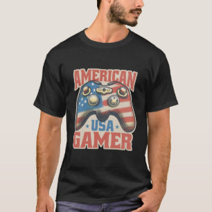 American Gamer USA Controller Patriotic Art T-Shirt