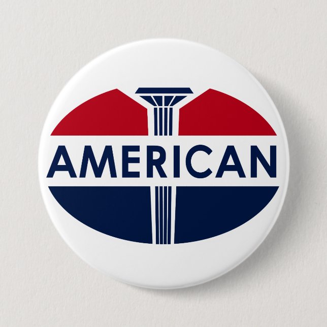 American Gas Station sign. Flat version 3 Inch Round Button (Front)