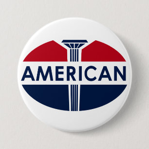 American Gas Station sign. Flat version 3 Inch Round Button