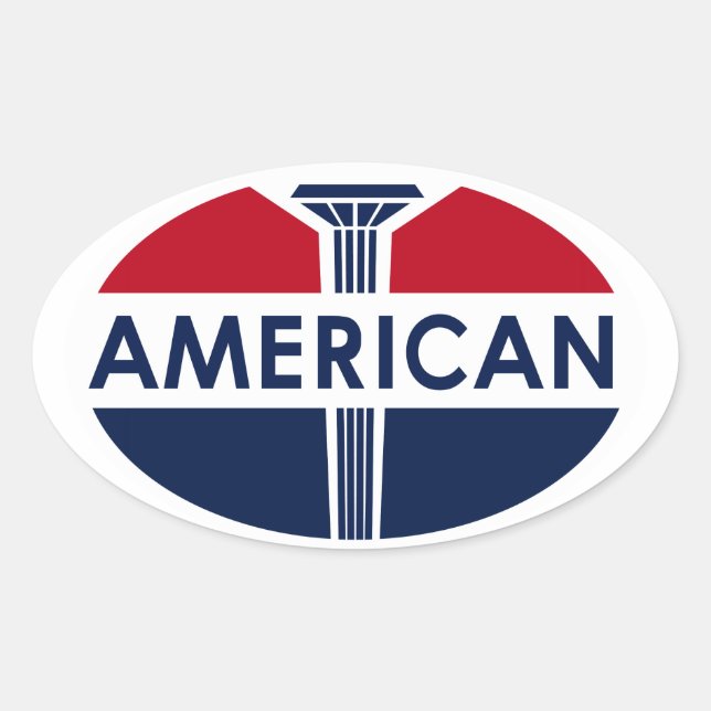 American Gas Station sign. Flat version Oval Sticker (Front)