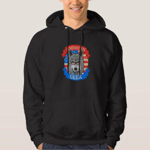 American Geek with a Wolf and Glasses Hoodie