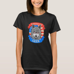 American Geek with a Wolf and Glasses T-Shirt