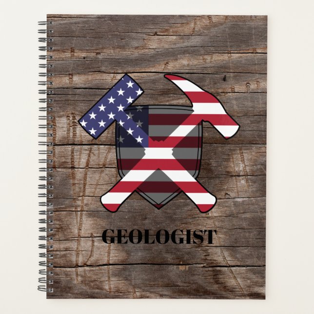 American Geologist's Rock Hammer and Shield Planner (Front)