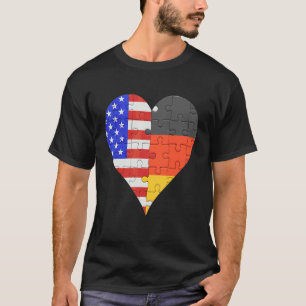 American German Flag Heart T-Shirt