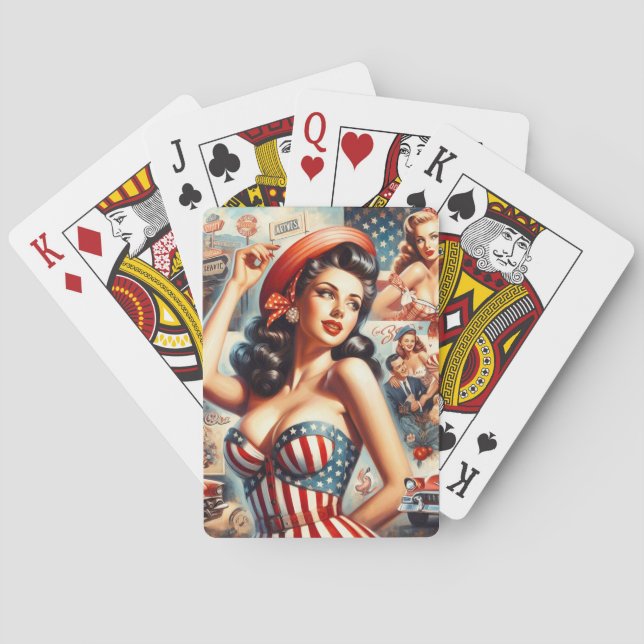 American Girl Pin-Up Collage Playing Cards (Back)
