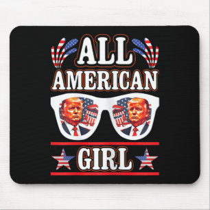 American Girl Retro Love Heart Trump Usa American Mouse Pad