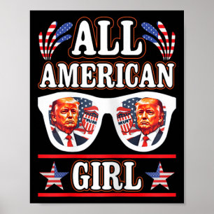 American Girl Retro Love Heart Trump Usa American Poster