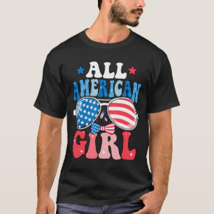 American girl retro sunglasses usa flag funny 4th T-Shirt
