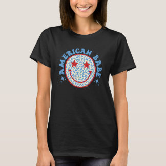 American Girls Babe Leopard Smile Face 4th Of July T-Shirt