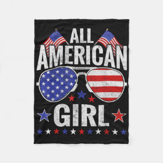 American Girls Sungles Family Patriotic 4th Of Jul Fleece Blanket