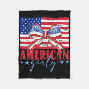 American Girly Coquette Red White Blue Patriotic 4 Fleece Blanket