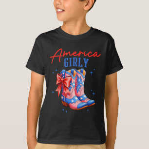 American Girly Cowgirl Boots Coquette Patriotic 4t T-Shirt
