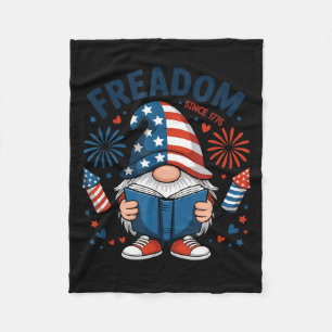American Gnome Reader Freadom Flag Patriotic Fleece Blanket