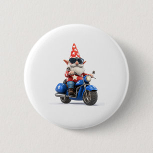 American Gnome Riding Motorcycle 2 Inch Round Button