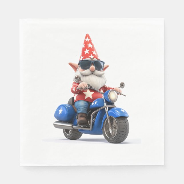 American Gnome Riding Motorcycle Napkin (Front)