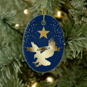 American Gold Star Eagle Ceramic Ornament