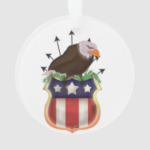 American Golden Eagle Stars and Stripes Flag Ornament
