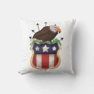 American Golden Eagle Stars and Stripes Flag Throw Pillow
