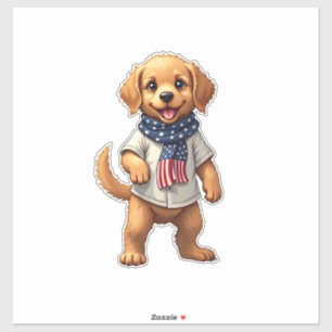 American Golden Puppy Vintage Patriotic Shirt