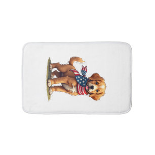 American Golden Puppy Vintage Patriotic Shirt 4 Bath Mat