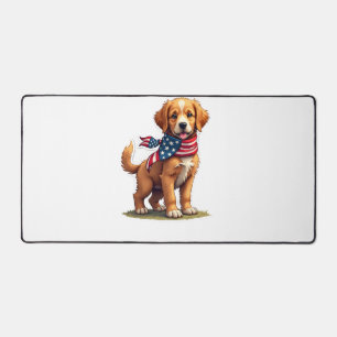 American Golden Puppy Vintage Patriotic Shirt 4 Desk Mat