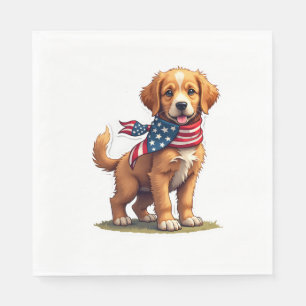 American Golden Puppy Vintage Patriotic Shirt 4 Napkin