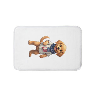 American Golden Puppy Vintage Patriotic Shirt Bath Mat