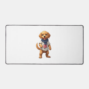 American Golden Puppy Vintage Patriotic Shirt Desk Mat