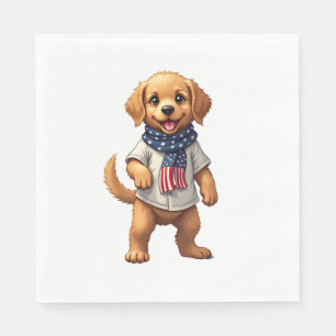 American Golden Puppy Vintage Patriotic Shirt Napkin