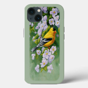 American Goldfinch and Pink Apple Blossoms iPhone 13 Case
