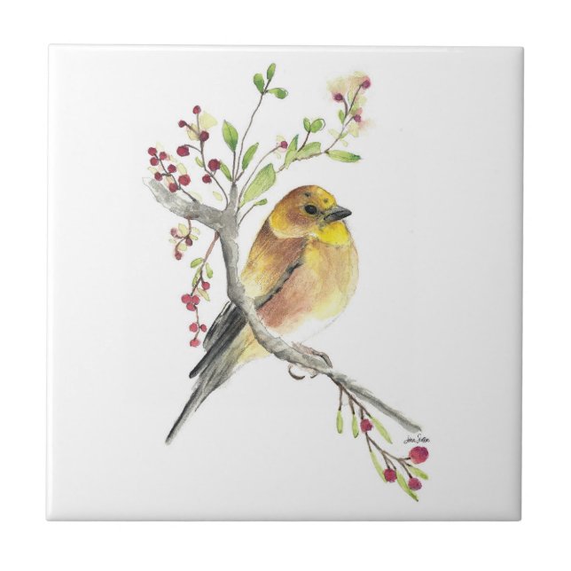 American Goldfinch Bird Aquarelle Carreaux céramiq (Devant)