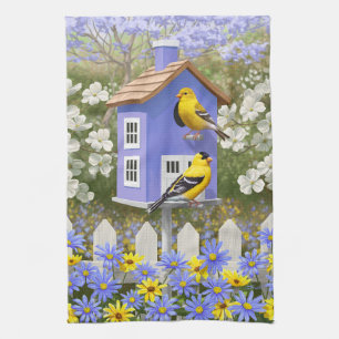 American Goldfinch Bird House Flower Garden Kitchen Towel