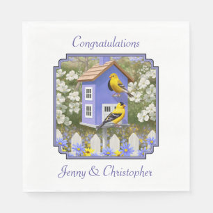 American Goldfinch Bird House Flower Garden Napkin