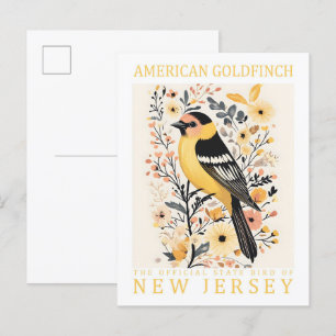 American Goldfinch Bird of New Jersey USA Postcard