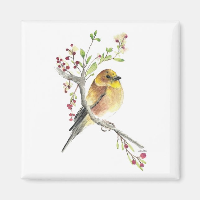 American Goldfinch Bird Watercolor Art Magnet (Front)