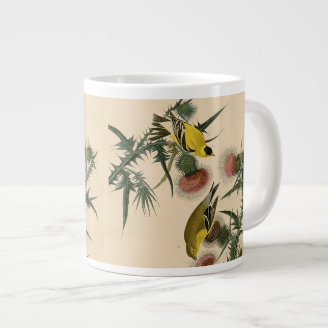 American Goldfinch by Audubon Bird Painting   Large Coffee Mug (Front Right)