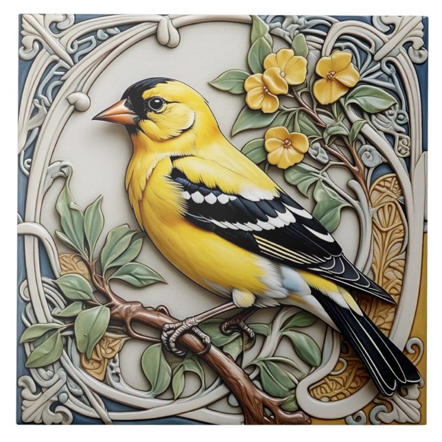 American Goldfinch - Carreaux en céramique Art Nou (Devant)