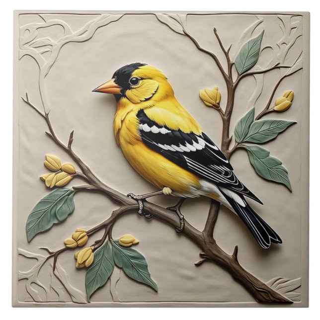 American Goldfinch - Carreaux en céramique Art Nou (Devant)