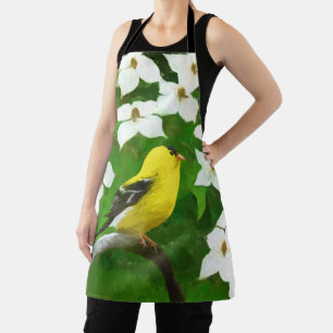 American Goldfinch in Winter Painting - Wild Bird  Apron