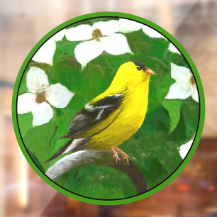 American Goldfinch in Winter Painting - Wild Bird Window Cling