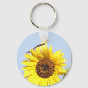 American Goldfinch on Sunflower Keychain