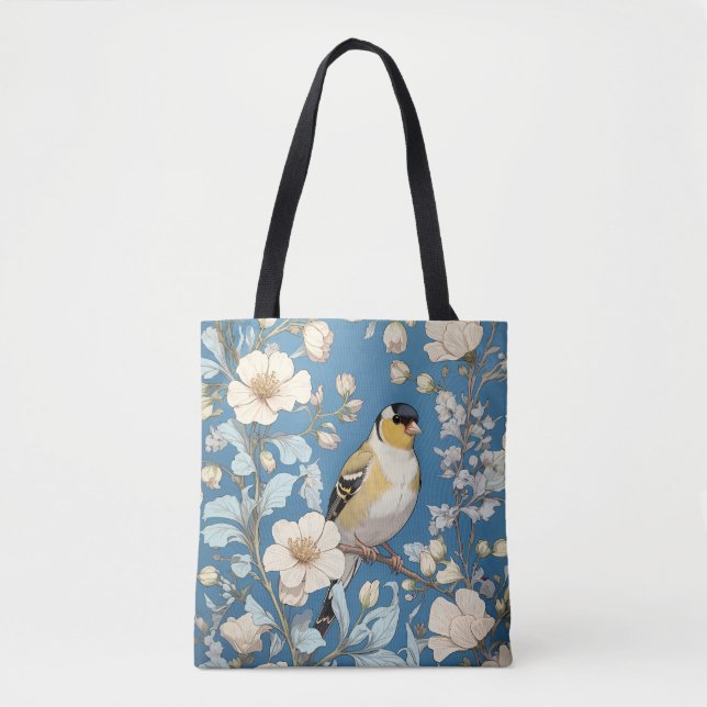 American Goldfinch William Morris Inspired Tote Bag (Front)