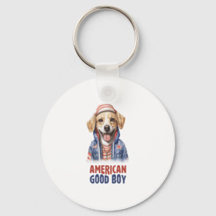 American GoodBoy Dog US Jacket th July Keychain