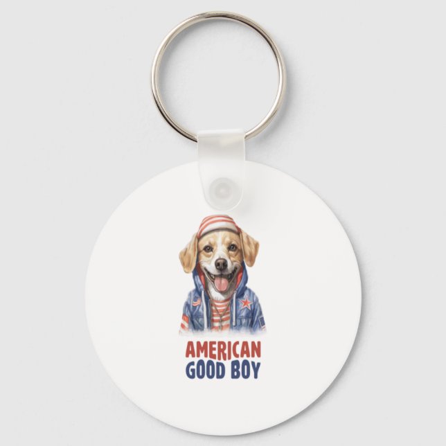 American GoodBoy Dog US Jacket th July  Keychain (Front)
