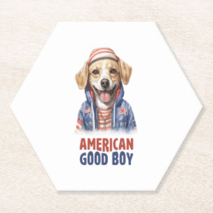 American GoodBoy Dog US Jacket th July Paper Coaster