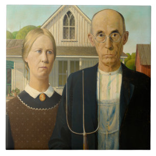 American Gothic, 1930 by Grant Wood Tile