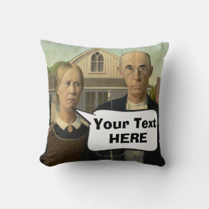 American Gothic 1930s Grant Wood famous painting Throw Pillow