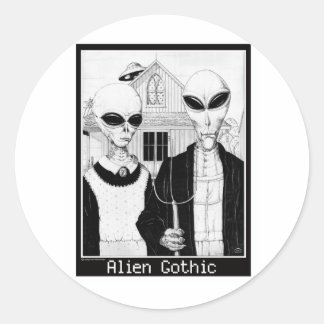 American Gothic, Alien Portraits, Aliens Classic Round Sticker