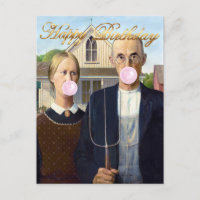 American Gothic Blowing Pink Bubble gum