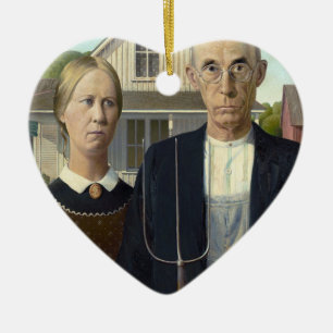 American Gothic by Grant DeVolson Wood Ceramic Ornament